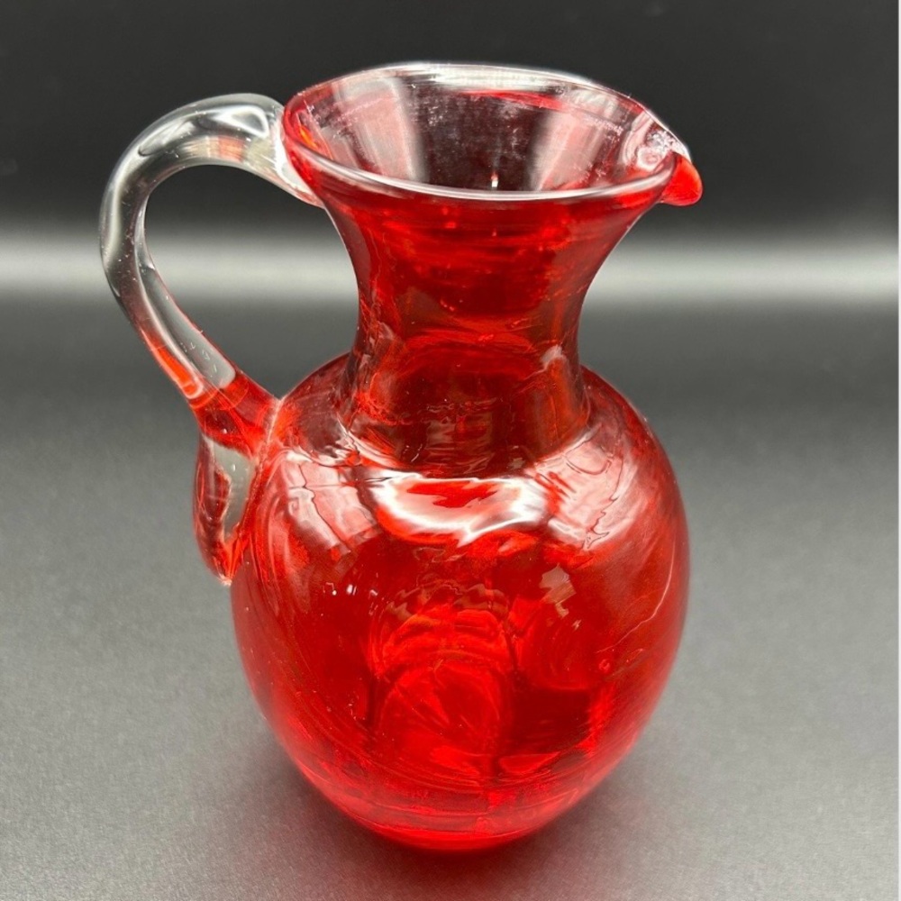 Vintage Red Glass Pitcher Vase